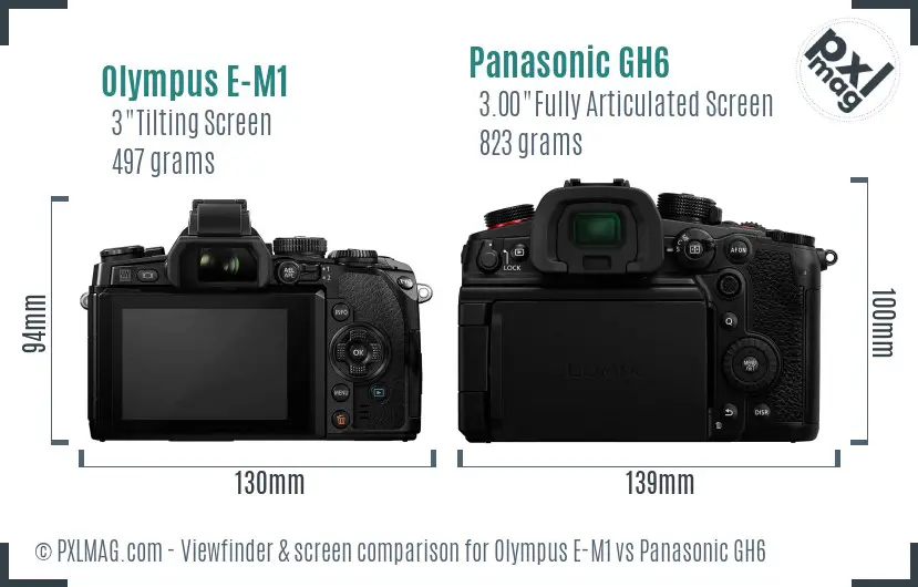 Olympus E-M1 vs Panasonic GH6 Screen and Viewfinder comparison
