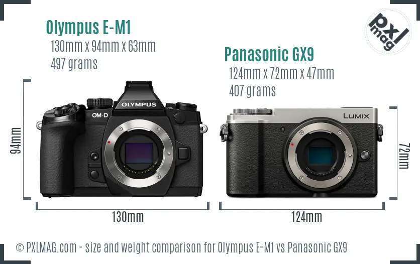 Olympus E-M1 vs Panasonic GX9 size comparison