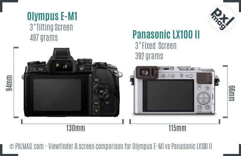 Olympus E-M1 vs Panasonic LX100 II Screen and Viewfinder comparison