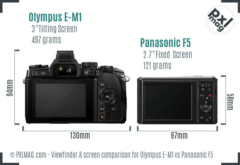Olympus E-M1 vs Panasonic F5 Screen and Viewfinder comparison