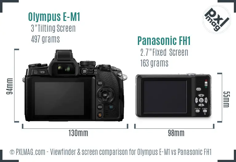 Olympus E-M1 vs Panasonic FH1 Screen and Viewfinder comparison