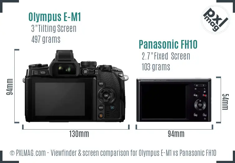 Olympus E-M1 vs Panasonic FH10 Screen and Viewfinder comparison