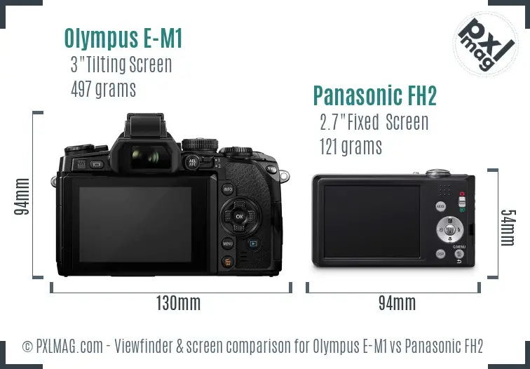 Olympus E-M1 vs Panasonic FH2 Screen and Viewfinder comparison
