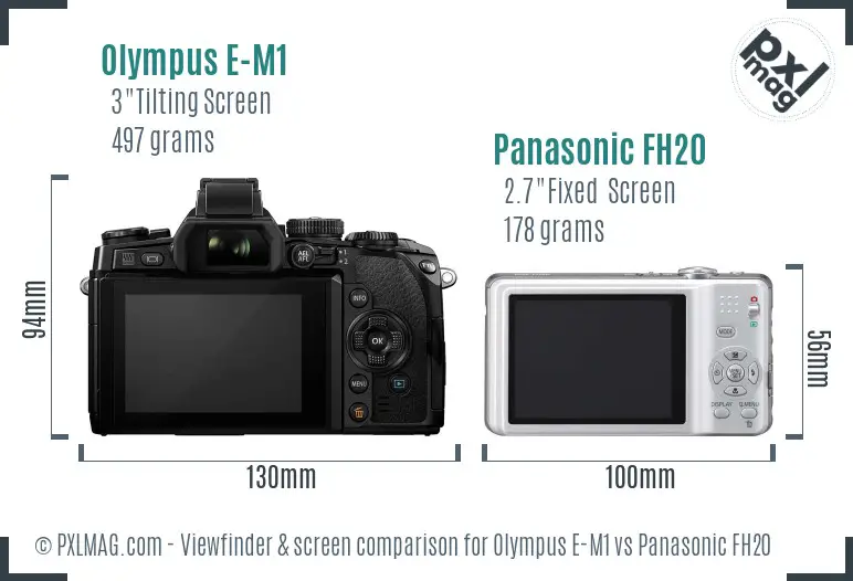Olympus E-M1 vs Panasonic FH20 Screen and Viewfinder comparison