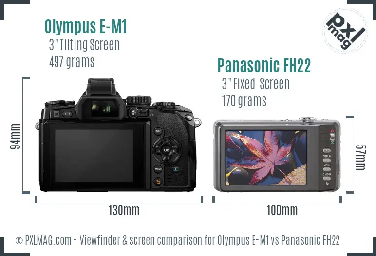 Olympus E-M1 vs Panasonic FH22 Screen and Viewfinder comparison