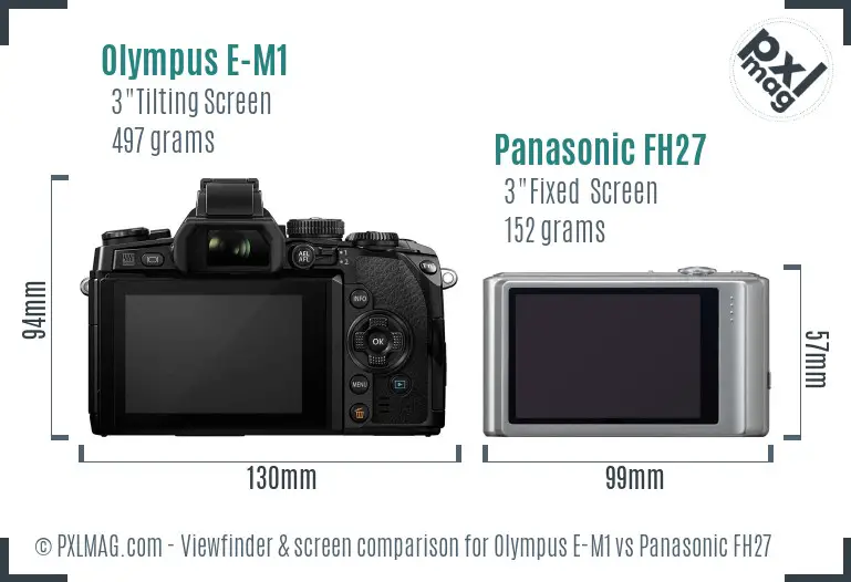 Olympus E-M1 vs Panasonic FH27 Screen and Viewfinder comparison
