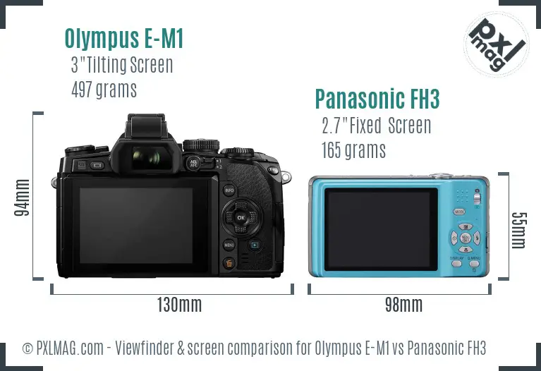Olympus E-M1 vs Panasonic FH3 Screen and Viewfinder comparison