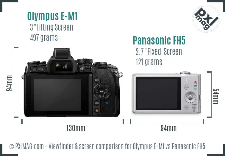 Olympus E-M1 vs Panasonic FH5 Screen and Viewfinder comparison