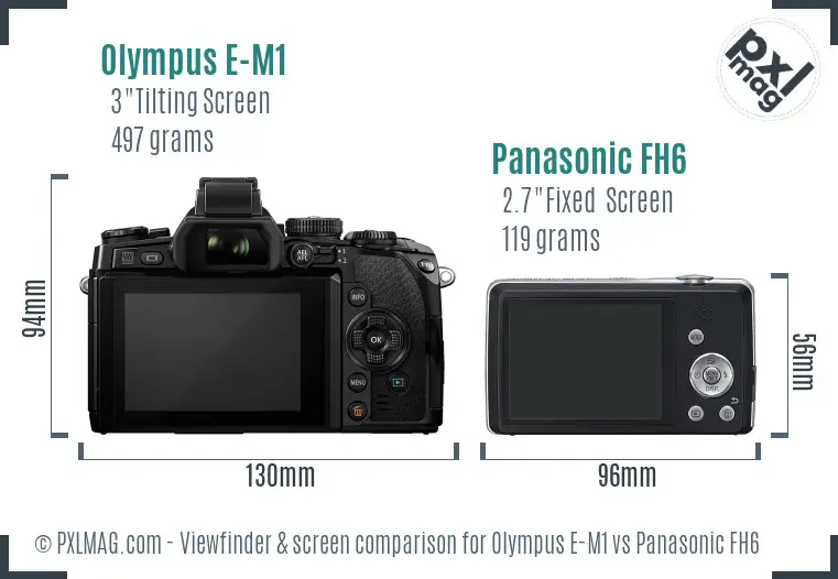 Olympus E-M1 vs Panasonic FH6 Screen and Viewfinder comparison