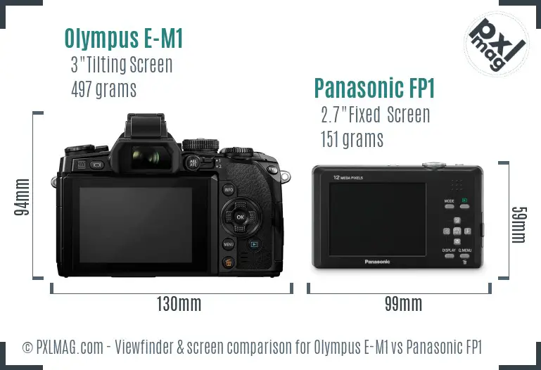 Olympus E-M1 vs Panasonic FP1 Screen and Viewfinder comparison