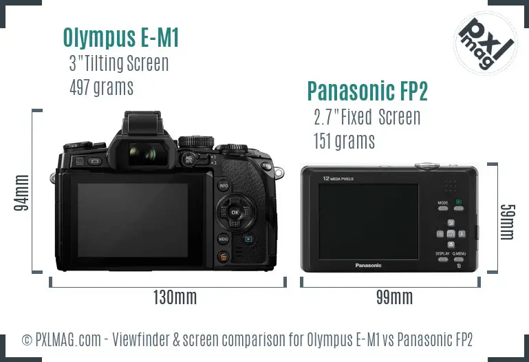 Olympus E-M1 vs Panasonic FP2 Screen and Viewfinder comparison