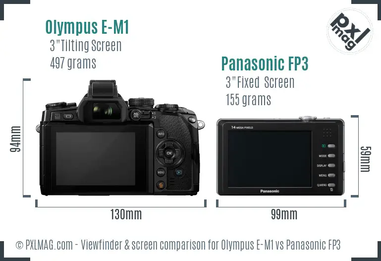 Olympus E-M1 vs Panasonic FP3 Screen and Viewfinder comparison