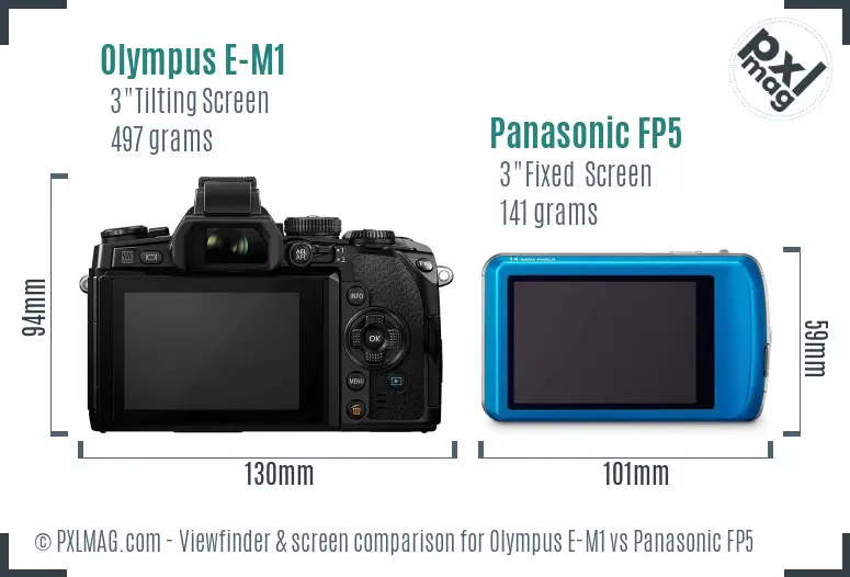 Olympus E-M1 vs Panasonic FP5 Screen and Viewfinder comparison