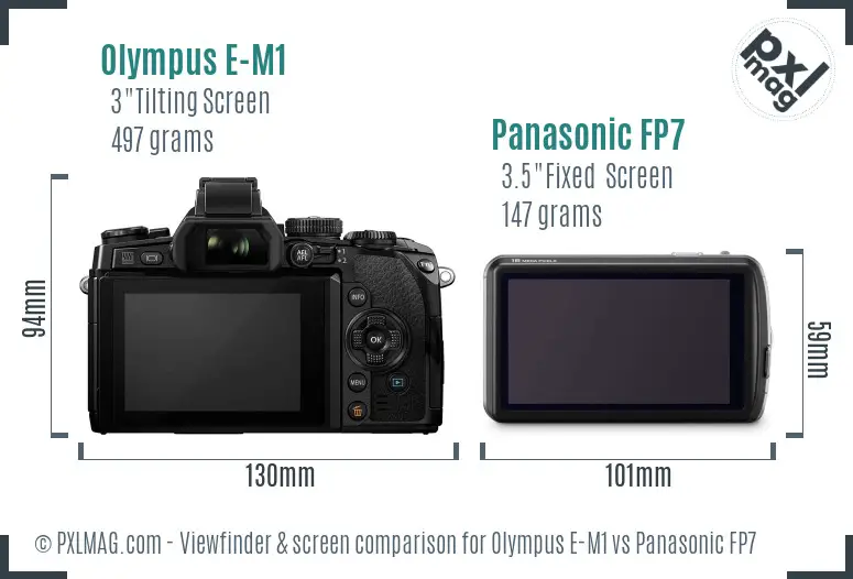 Olympus E-M1 vs Panasonic FP7 Screen and Viewfinder comparison