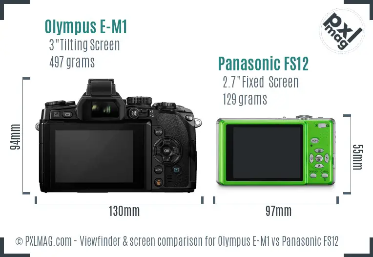 Olympus E-M1 vs Panasonic FS12 Screen and Viewfinder comparison
