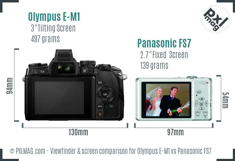 Olympus E-M1 vs Panasonic FS7 Screen and Viewfinder comparison