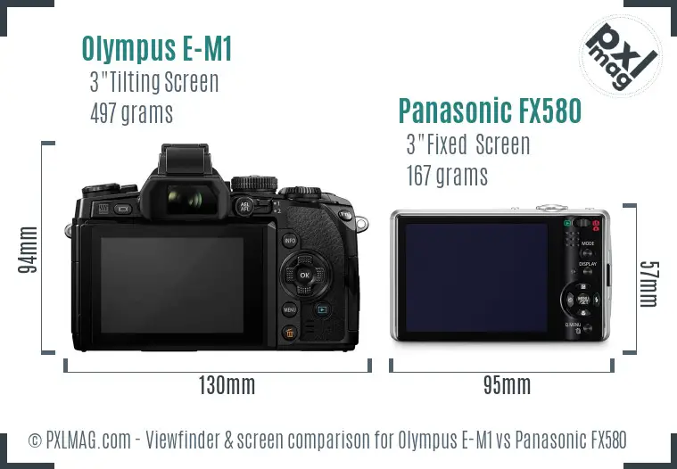 Olympus E-M1 vs Panasonic FX580 Screen and Viewfinder comparison