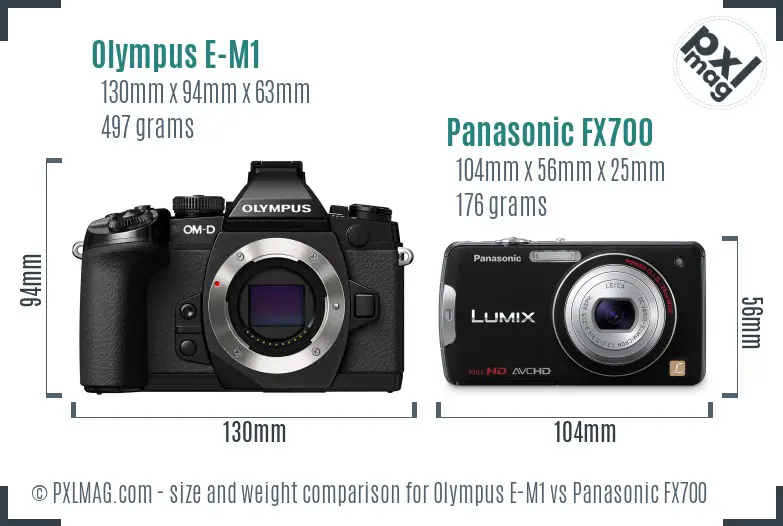 Olympus E-M1 vs Panasonic FX700 size comparison