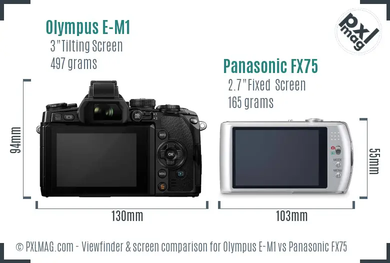 Olympus E-M1 vs Panasonic FX75 Screen and Viewfinder comparison