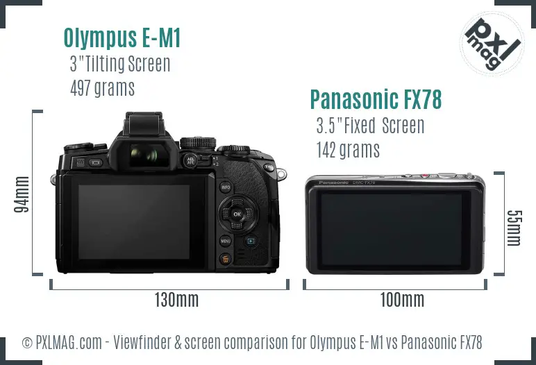 Olympus E-M1 vs Panasonic FX78 Screen and Viewfinder comparison