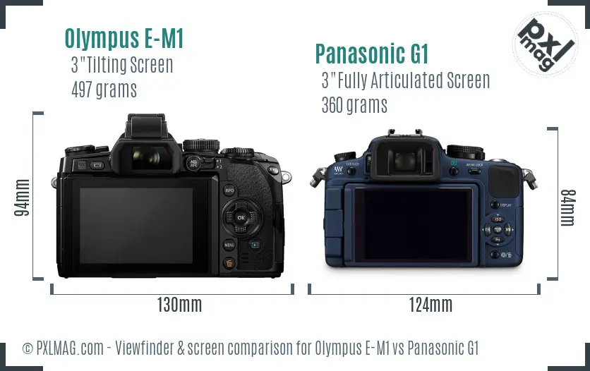 Olympus E-M1 vs Panasonic G1 Screen and Viewfinder comparison