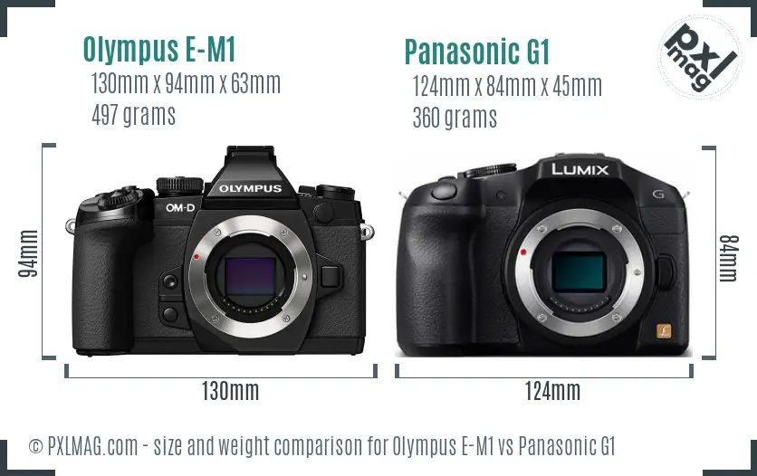 Olympus E-M1 vs Panasonic G1 size comparison
