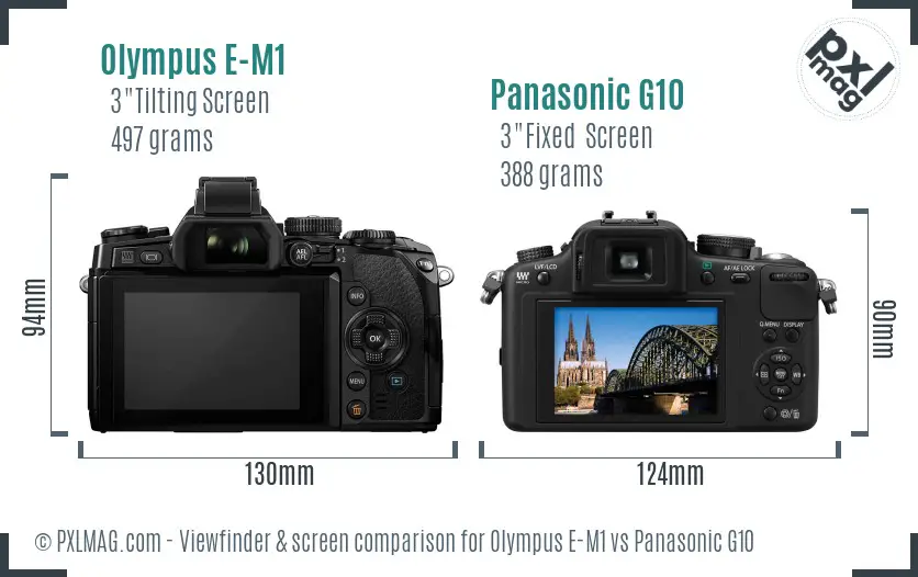 Olympus E-M1 vs Panasonic G10 Screen and Viewfinder comparison