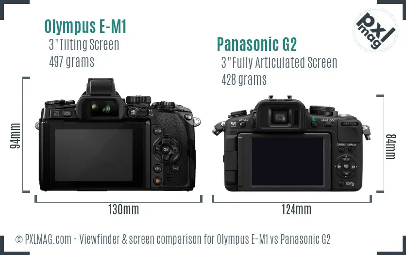 Olympus E-M1 vs Panasonic G2 Screen and Viewfinder comparison