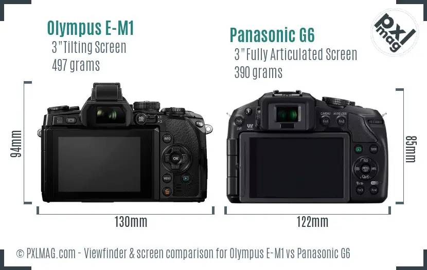 Olympus E-M1 vs Panasonic G6 Screen and Viewfinder comparison