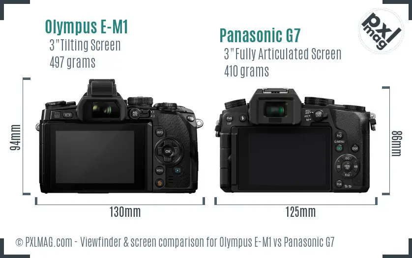 Olympus E-M1 vs Panasonic G7 Screen and Viewfinder comparison