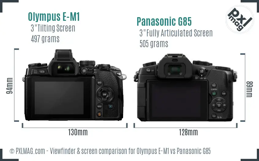 Olympus E-M1 vs Panasonic G85 Screen and Viewfinder comparison