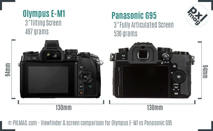 Olympus E-M1 vs Panasonic G95 Screen and Viewfinder comparison