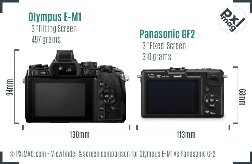 Olympus E-M1 vs Panasonic GF2 Screen and Viewfinder comparison