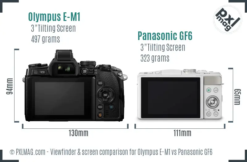 Olympus E-M1 vs Panasonic GF6 Screen and Viewfinder comparison