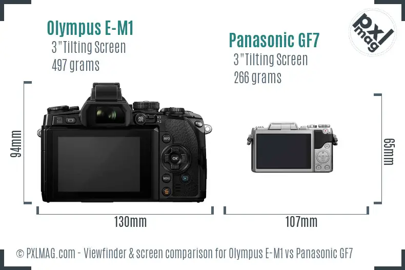 Olympus E-M1 vs Panasonic GF7 Screen and Viewfinder comparison