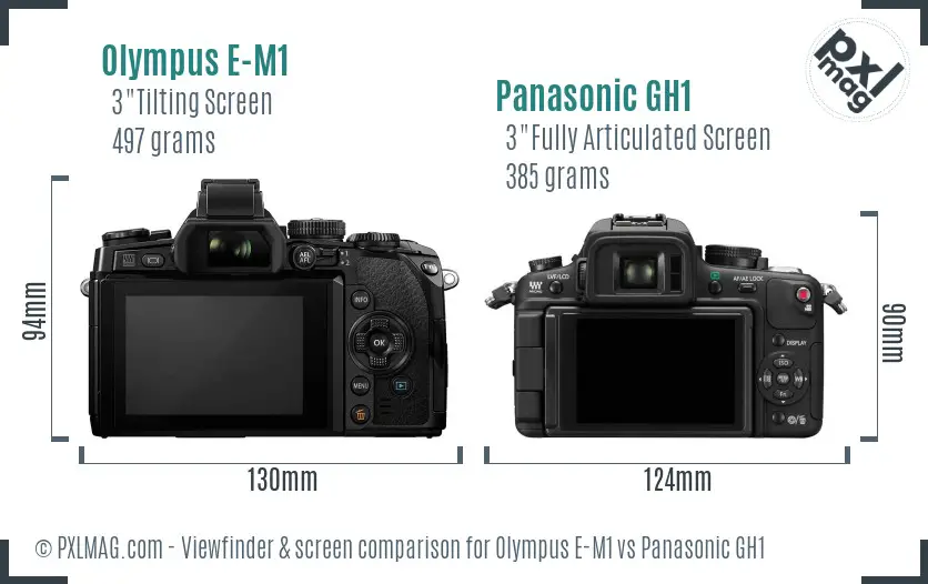 Olympus E-M1 vs Panasonic GH1 Screen and Viewfinder comparison