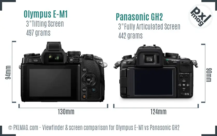 Olympus E-M1 vs Panasonic GH2 Screen and Viewfinder comparison