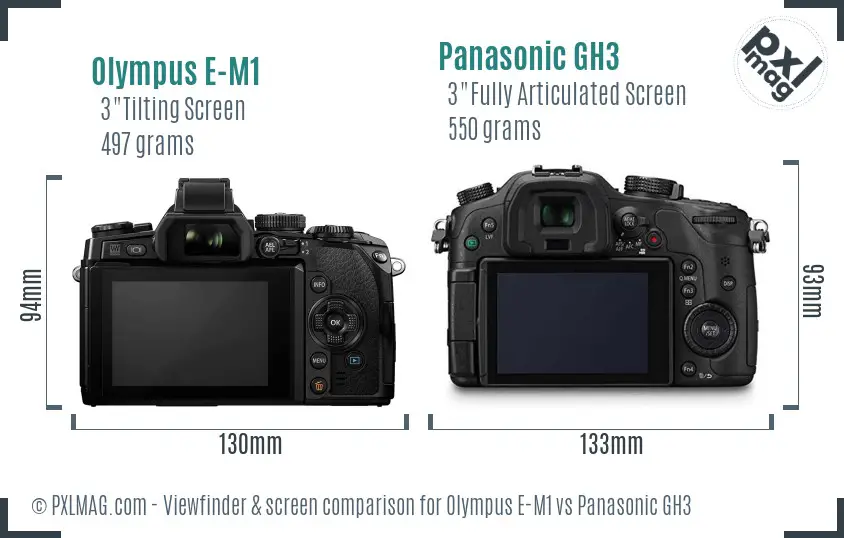 Olympus E-M1 vs Panasonic GH3 Screen and Viewfinder comparison