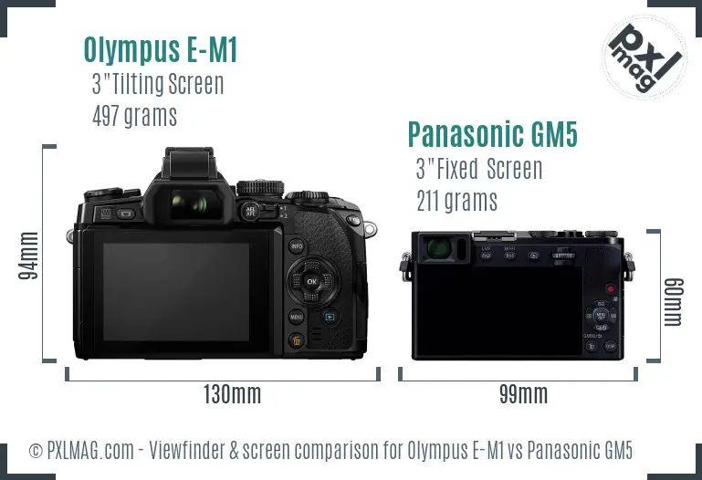 Olympus E-M1 vs Panasonic GM5 Screen and Viewfinder comparison Olympus E-M1 vs Panasonic GM5 Screen and Viewfinder comparison