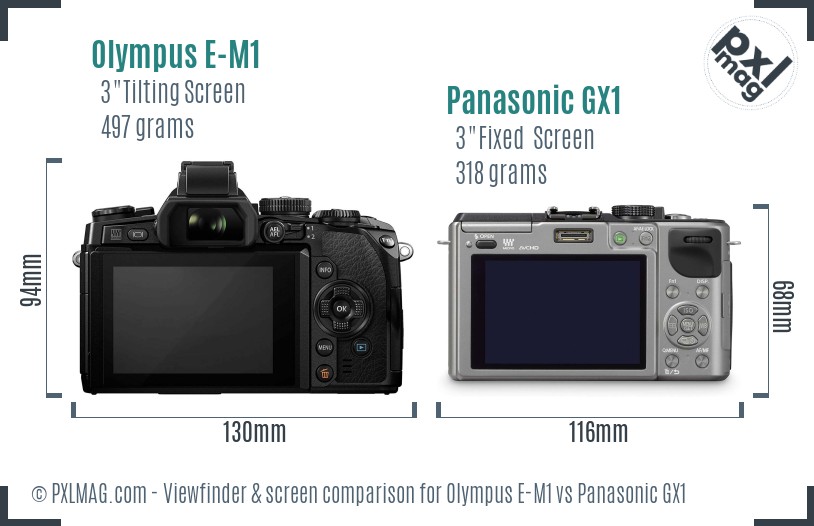Olympus E-M1 vs Panasonic GX1 Screen and Viewfinder comparison