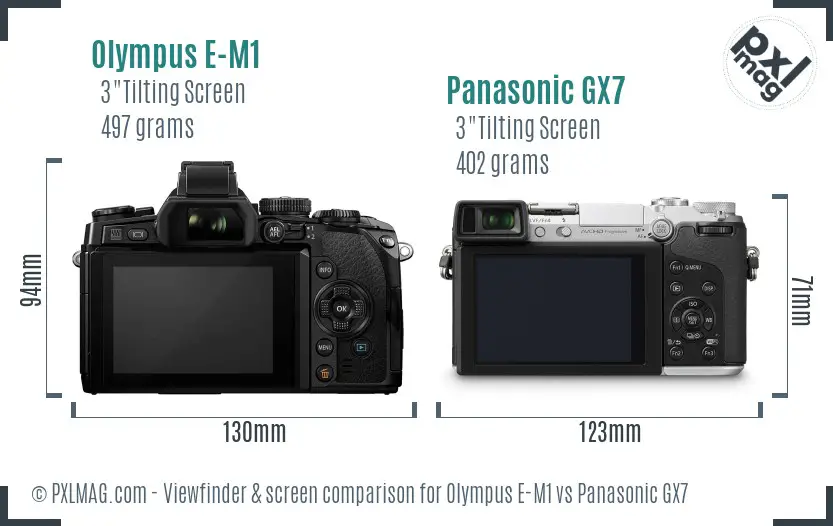 Olympus E-M1 vs Panasonic GX7 Screen and Viewfinder comparison Olympus E-M1 vs Panasonic GX7 Screen and Viewfinder comparison
