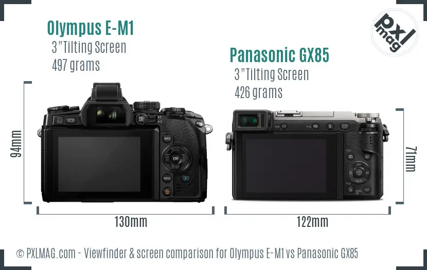 Olympus E-M1 vs Panasonic GX85 Screen and Viewfinder comparison