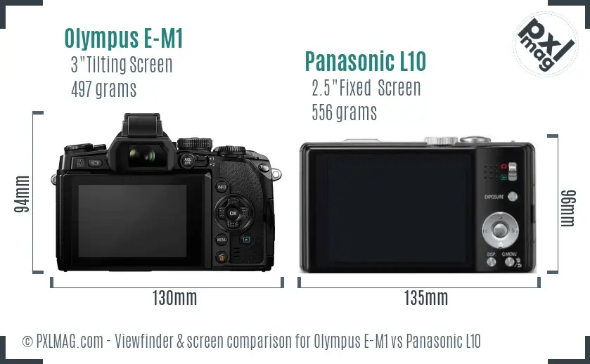 Olympus E-M1 vs Panasonic L10 Screen and Viewfinder comparison