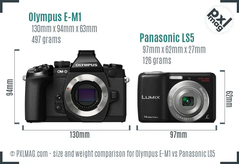 Olympus E-M1 vs Panasonic LS5 size comparison