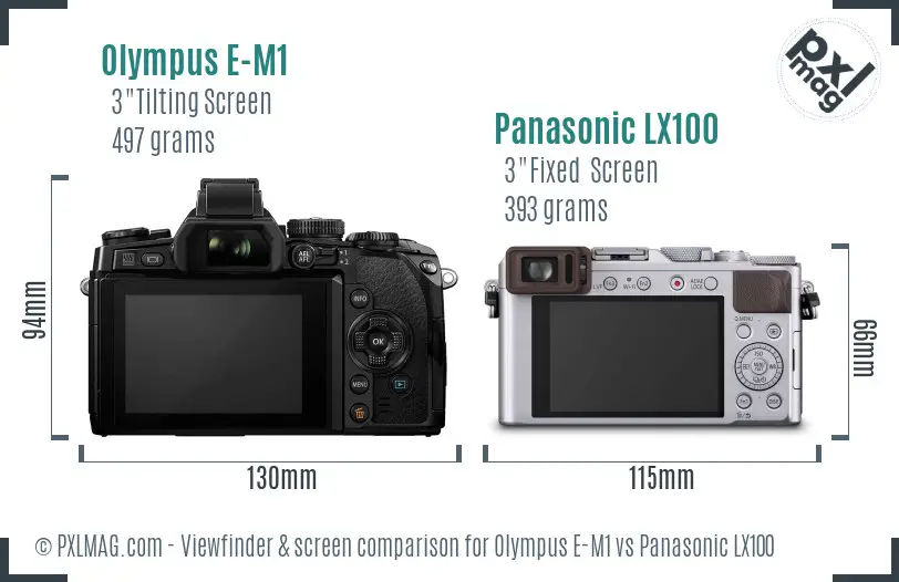 Olympus E-M1 vs Panasonic LX100 Screen and Viewfinder comparison