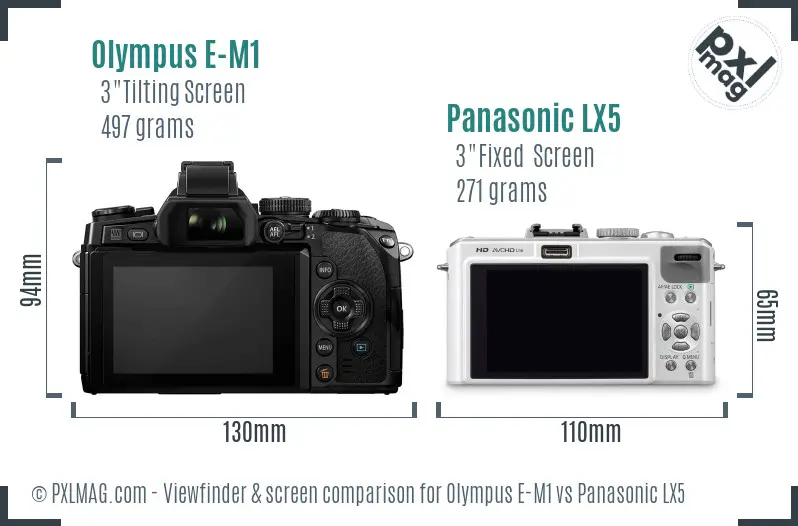 Olympus E-M1 vs Panasonic LX5 Screen and Viewfinder comparison