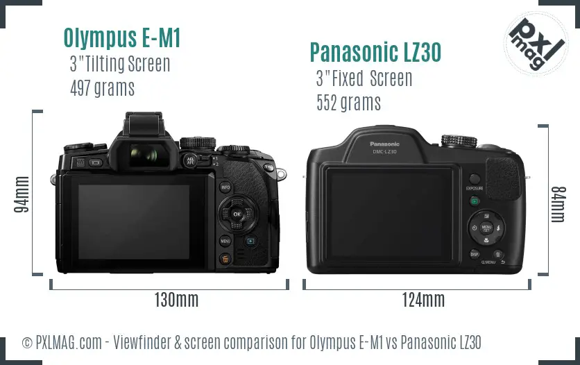 Olympus E-M1 vs Panasonic LZ30 Screen and Viewfinder comparison Olympus E-M1 vs Panasonic LZ30 Screen and Viewfinder comparison