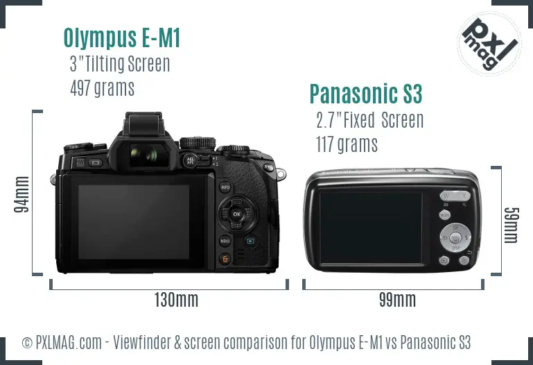 Olympus E-M1 vs Panasonic S3 Screen and Viewfinder comparison