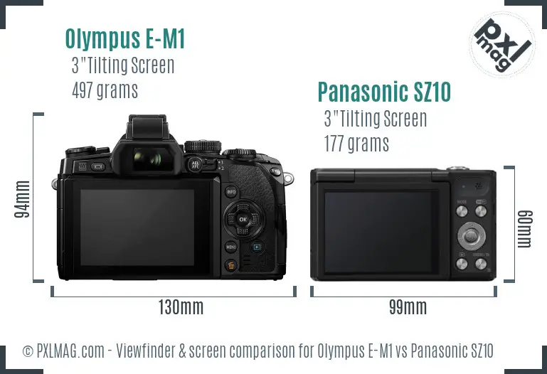 Olympus E-M1 vs Panasonic SZ10 Screen and Viewfinder comparison