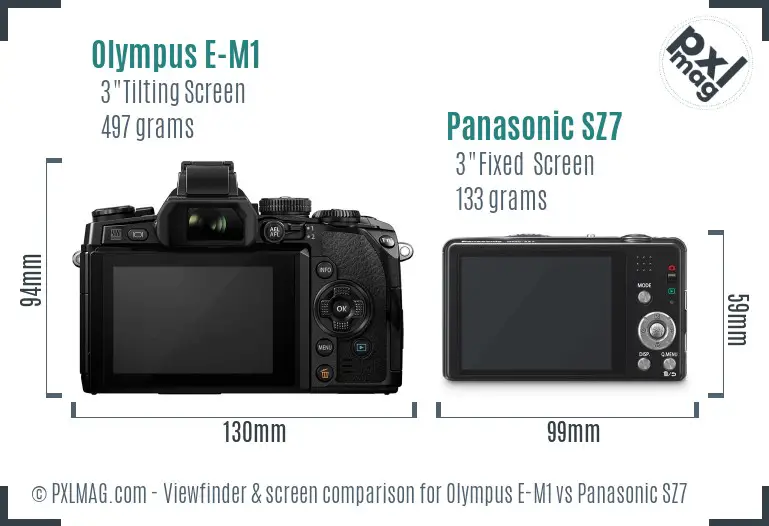 Olympus E-M1 vs Panasonic SZ7 Screen and Viewfinder comparison